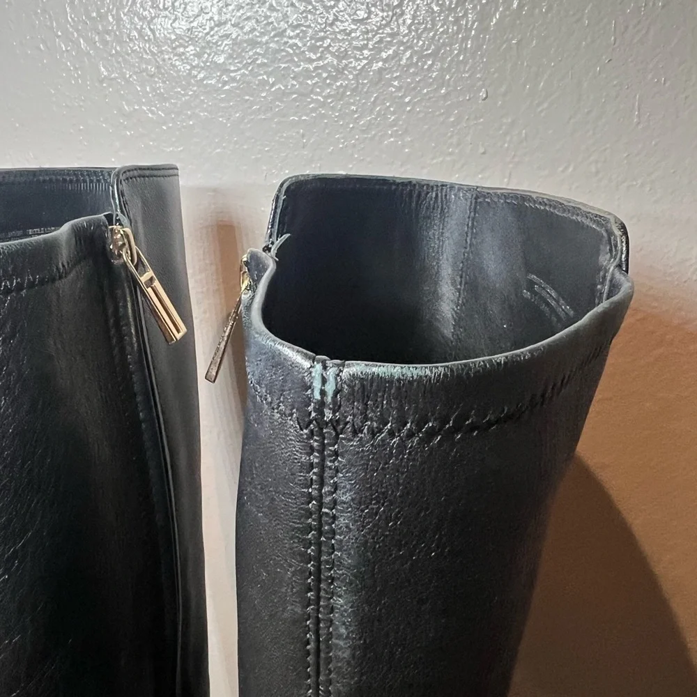 Tory Burch Black Over the Knee Boots with Gold Detail